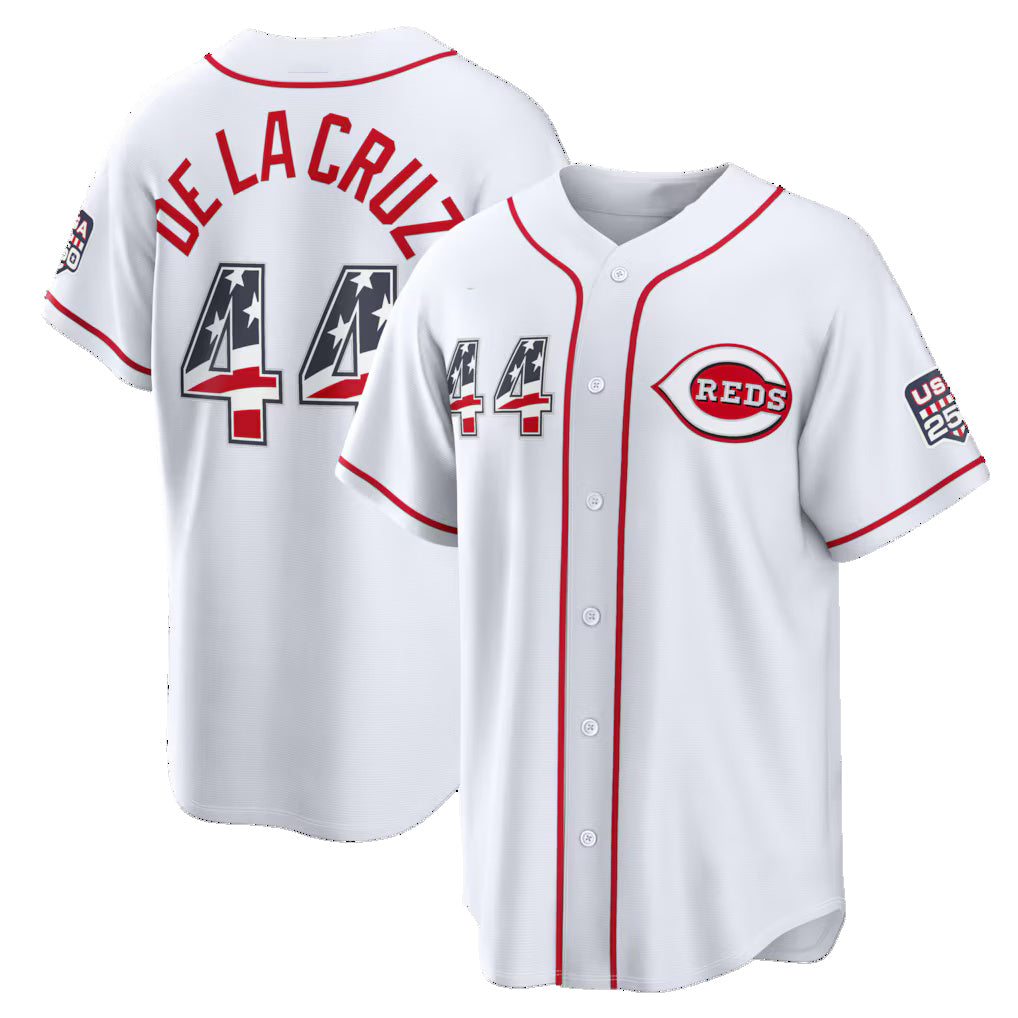 Cincinnati Reds #44 Elly De La Cruz USA 250 Fourth of July Home Stadium Jersey - White MIKSHPS