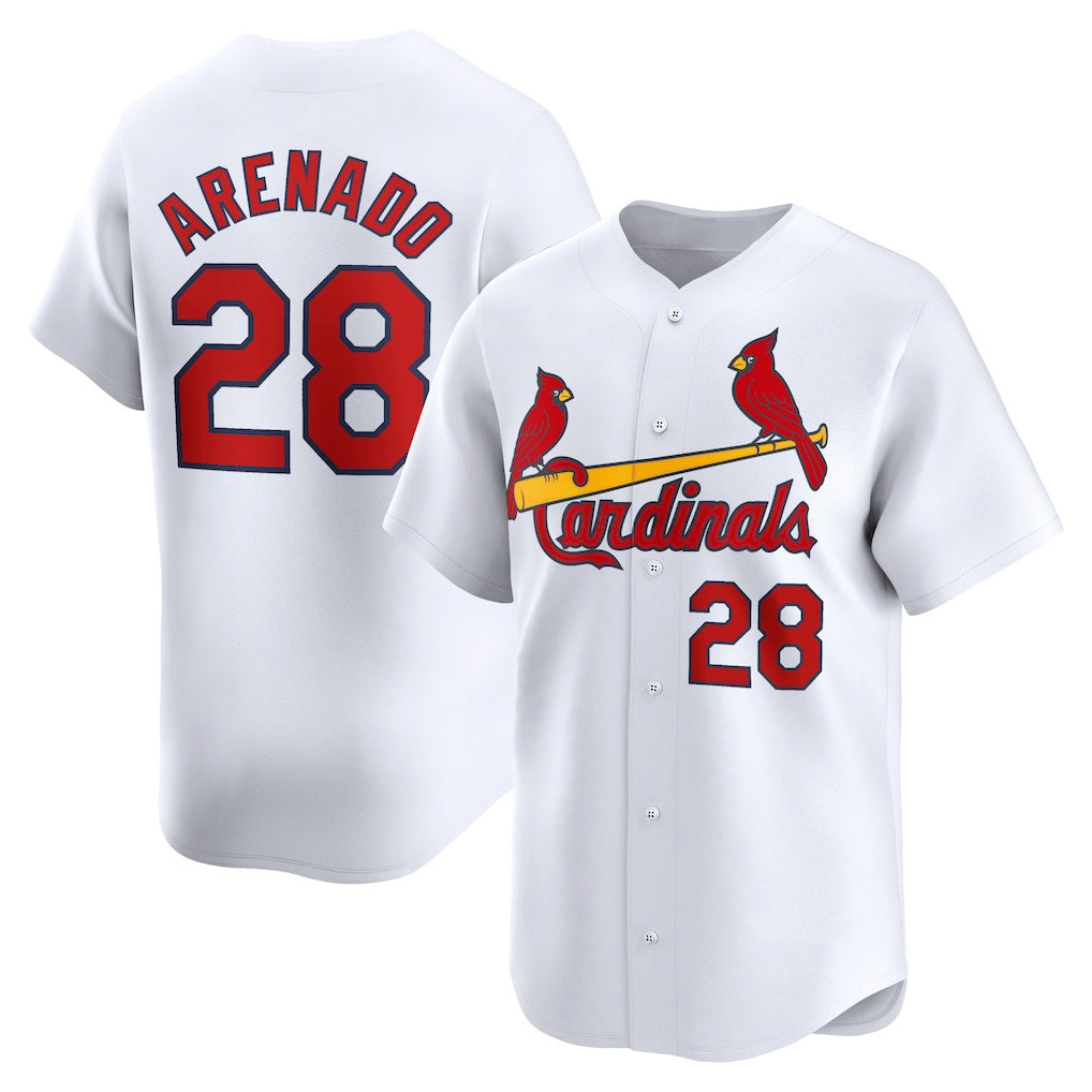 St. Louis Cardinals #28 Nolan Arenado White MIKSHPS Home Limited Player Jersey