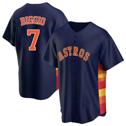 Houston Astros #7 Craig Biggio Player Navy MIKSHPS Home Game Stitched Jerseys