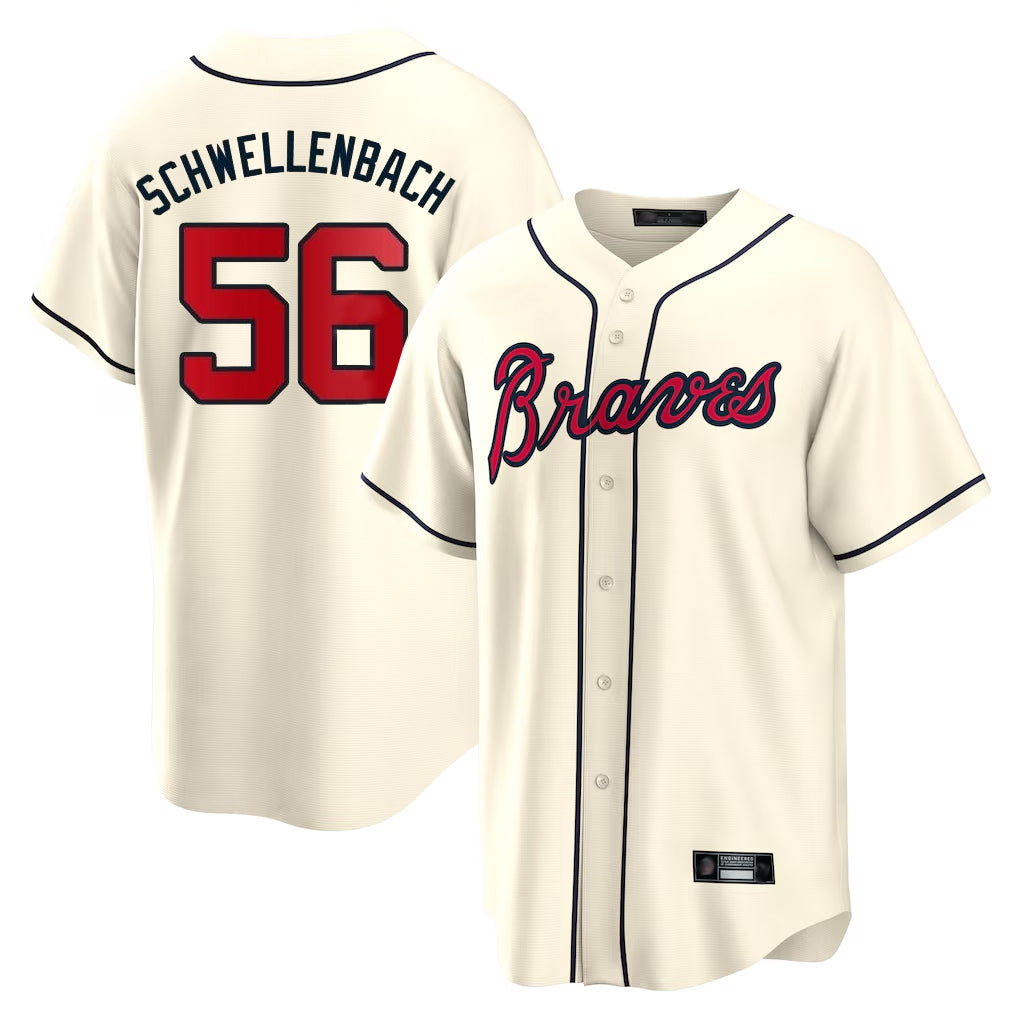 Atlanta Braves #56 Spencer Schwellenbach Player Cream MIKSHPS Home Game Stitched Jerseys
