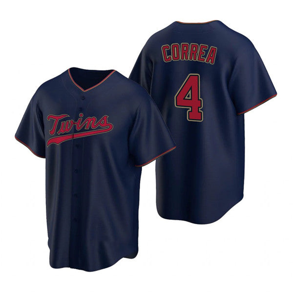 Minnesota Twins #4 Carlos Correa Navy MIKSHPS Cool Base Stitched Jersey