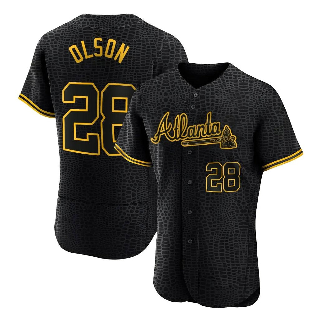 Atlanta Braves #28 Matt Olson Player Black MIKSHPS Snake Skin City Limited Elite Home Game Stitched Jerseys