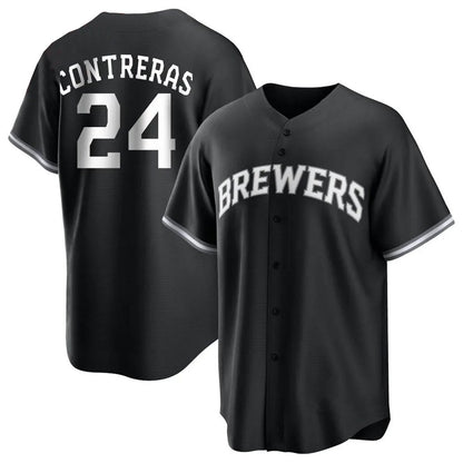 Milwaukee Brewers #24 William Contreras Player Black MIKSHPS Game Home Stitched Jerseys