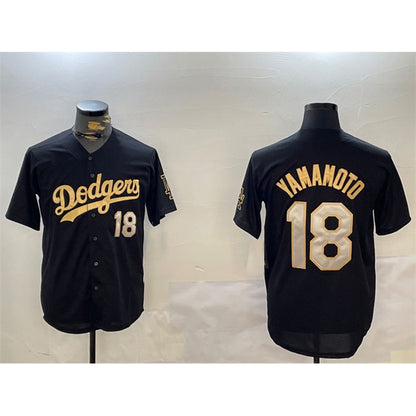Los Angeles Dodgers #18 Yoshinobu Yamamoto Black Gold MIKSHPS Limited Stitched Jersey