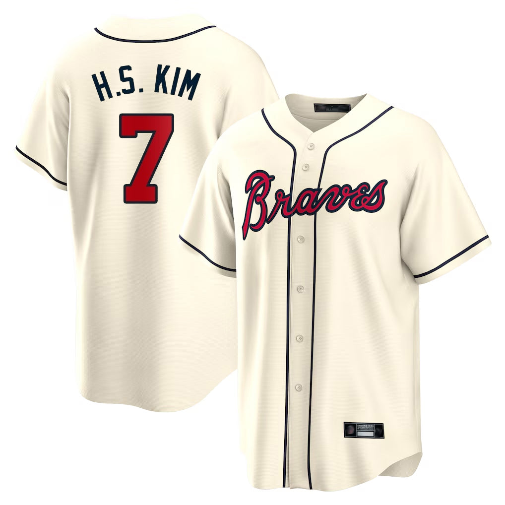 Atlanta Braves #7 Ha-Seong Kim Player Cream MIKSHPS Home Game Stitched Jerseys