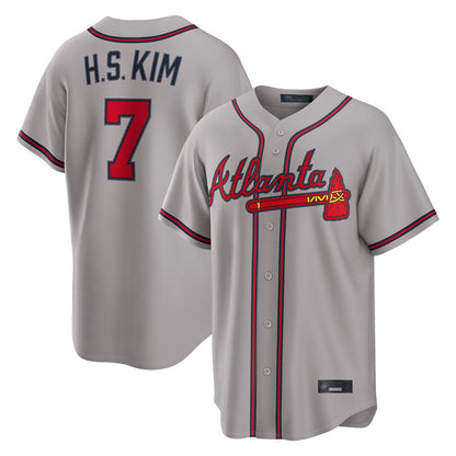 Atlanta Braves #7 Ha-Seong Kim Player Gray MIKSHPS Home Game Stitched Jerseys