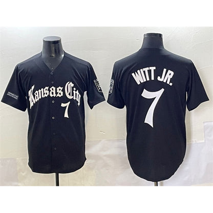 Kansas City Royals #7 Bobby Witt Jr. Black MIKSHPS 'Gothic Crown Edition' Vapor Premier Limited Stitched Jersey