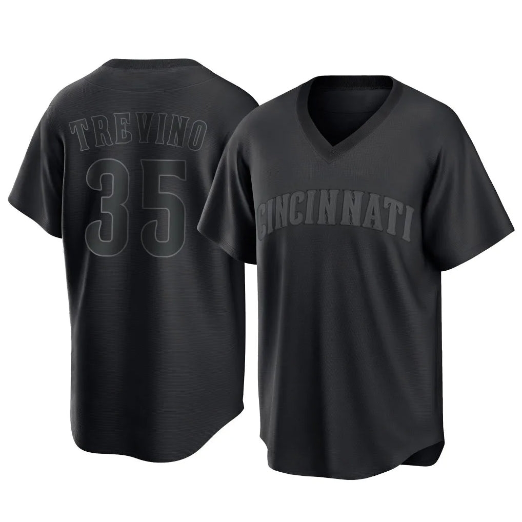 Cincinnati Reds #35 Jose Trevino Player Black MIKSHPS T-shirt Game Home Stitched Jerseys