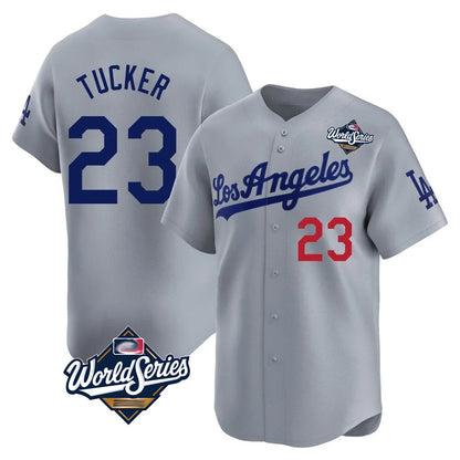 Los Angeles Dodgers #23 Kyle Tucker Player Gray MIKSHPS World Series Limited Home Stitched Jerseys