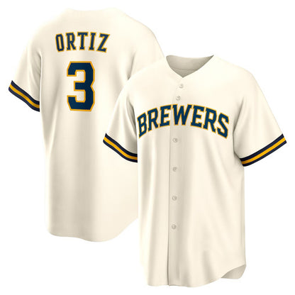 Milwaukee Brewers #3 Joey Ortiz White MIKSHPS Home Replica Jersey