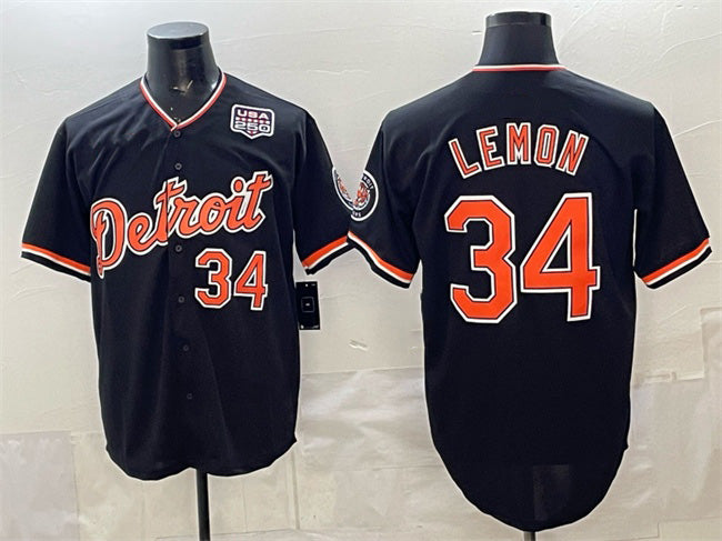 Detroit Tigers #34 Chet Lemon Black MIKSHPS 2026 Alternate USA 250' Patch Vapor Premier Limited Stitched Jersey
