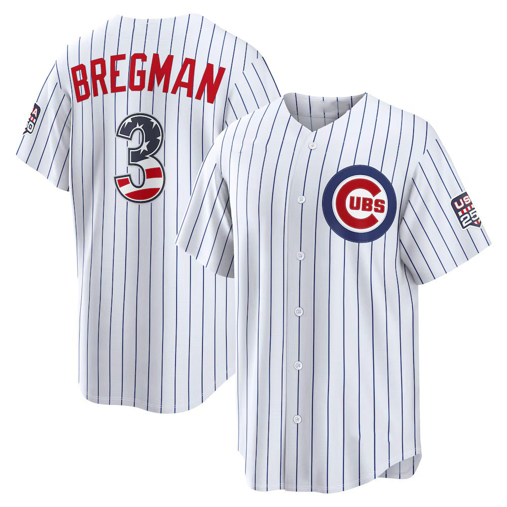Chicago Cubs #3 Alex Bregman USA 250 Fourth of July Home Stadium Jersey - White MIKSHPS