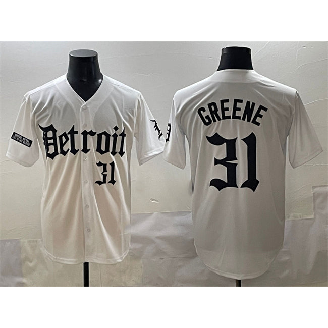 Detroit Tigers #31 Riley Greene White MIKSHPS 'Motor Gothic Edition' Vapor Premier Limited Stitched Jersey