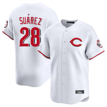 Cincinnati Reds #28 Eugenio Su¨¢rez Player White MIKSHPS Limited Home Stitched Jerseys