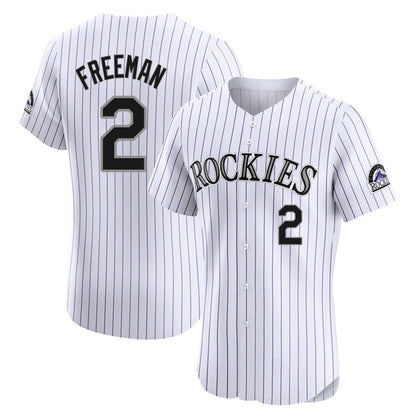 Colorado Rockies #2 Tyler Freeman Player White MIKSHPS Limited Elite Home Stitched Jerseys