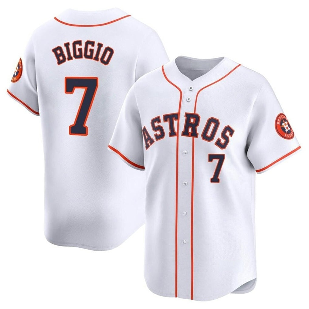 Houston Astros #7 Craig Biggio Player White MIKSHPS Home Limited Stitched Jerseys