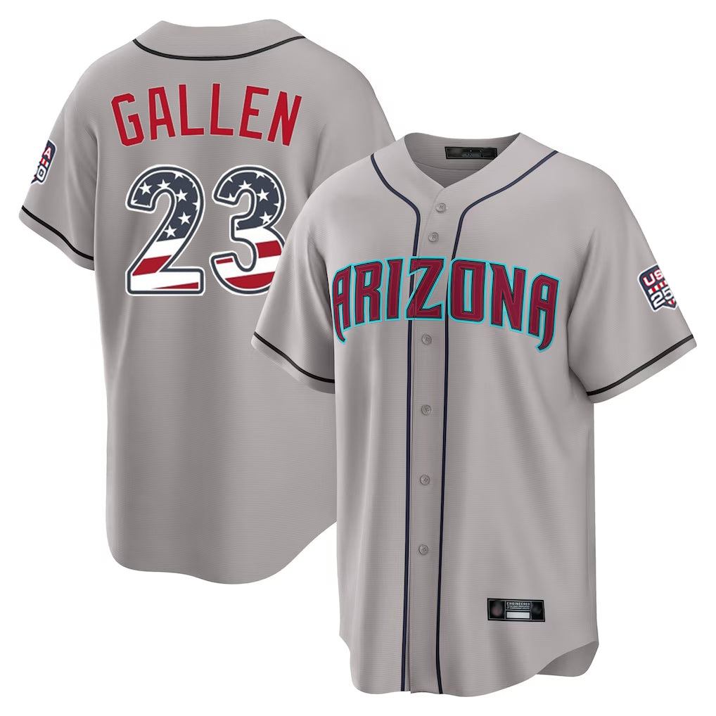 Arizona Diamondbacks #23 Zac Gallen Player Gray MIKSHPS USA 250 Fourth of July Home Game Stitched Jerseys