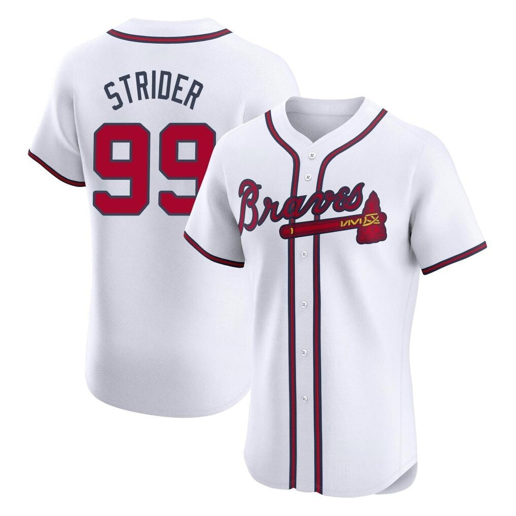 Atlanta Braves #99 Spencer Strider Player White MIKSHPS Limited Elite Home Game Stitched Jerseys