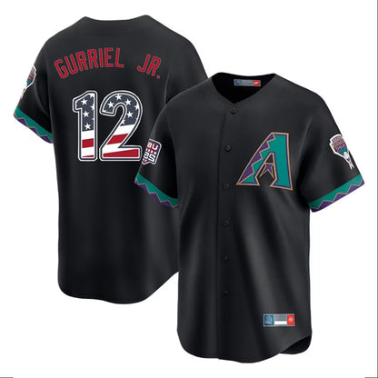 Arizona Diamondbacks #12 Lourdes Gurriel Jr Player Black MIKSHPS USA 250 Fourth of July Home Game Stitched Jerseys