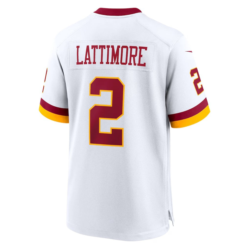 W.Commanders #2 Marshon Lattimore White MIKSHPS Game Jersey