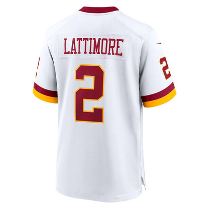 W.Commanders #2 Marshon Lattimore White MIKSHPS Game Jersey