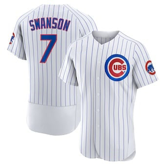 Chicago Cubs #7 Dansby Swanson White MIKSHPS Home Stitched Flex Base Jersey