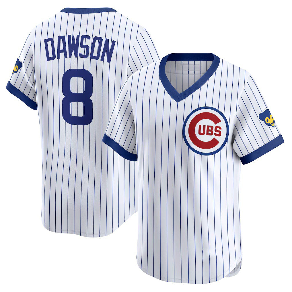 Chicago Cubs #8 Andre Dawson White MIKSHPS Throwback Cooperstown Collection Limited Jersey