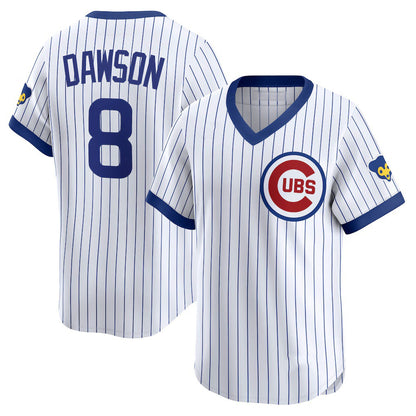 Chicago Cubs #8 Andre Dawson White MIKSHPS Throwback Cooperstown Collection Limited Jersey