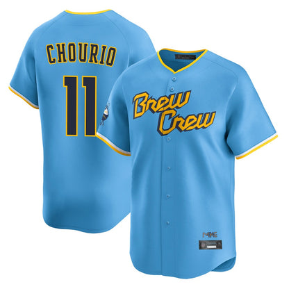 Milwaukee Brewers #11 Jackson Chourio Player Light Blue MIKSHPS City Connect Home Limited Stitched Jerseys