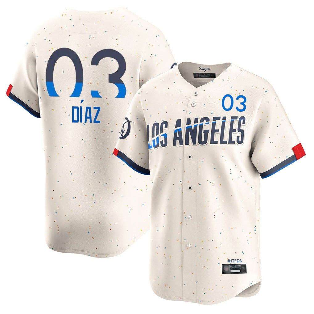 Los Angeles Dodgers #3 Edwin D¨ªaz Player Cream MIKSHPS City Connect Limited Home Stitched Jerseys