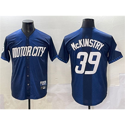 Detroit Tigers #39 Zach McKinstry 2024 Navy MIKSHPS City Connect Cool Base Limited Stitched Jersey