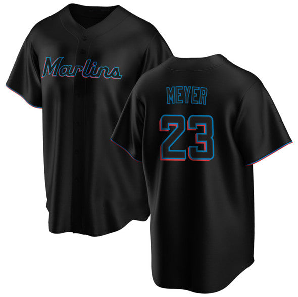 Miami Marlins #23 Max Meyer Black MIKSHPS Cool Base Stitched Jersey