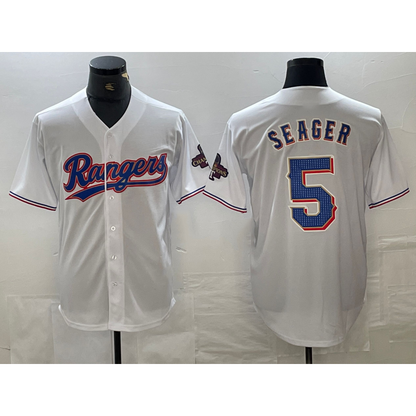 Texas Rangers #5 Corey Seager White MIKSHPS 2023 World Series Champions Cool Base Jersey