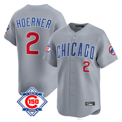 Chicago Cubs #2 Nico Hoerner Player Gray MIKSHPS Road 150th Anniversary Limited Home Stitched Jerseys