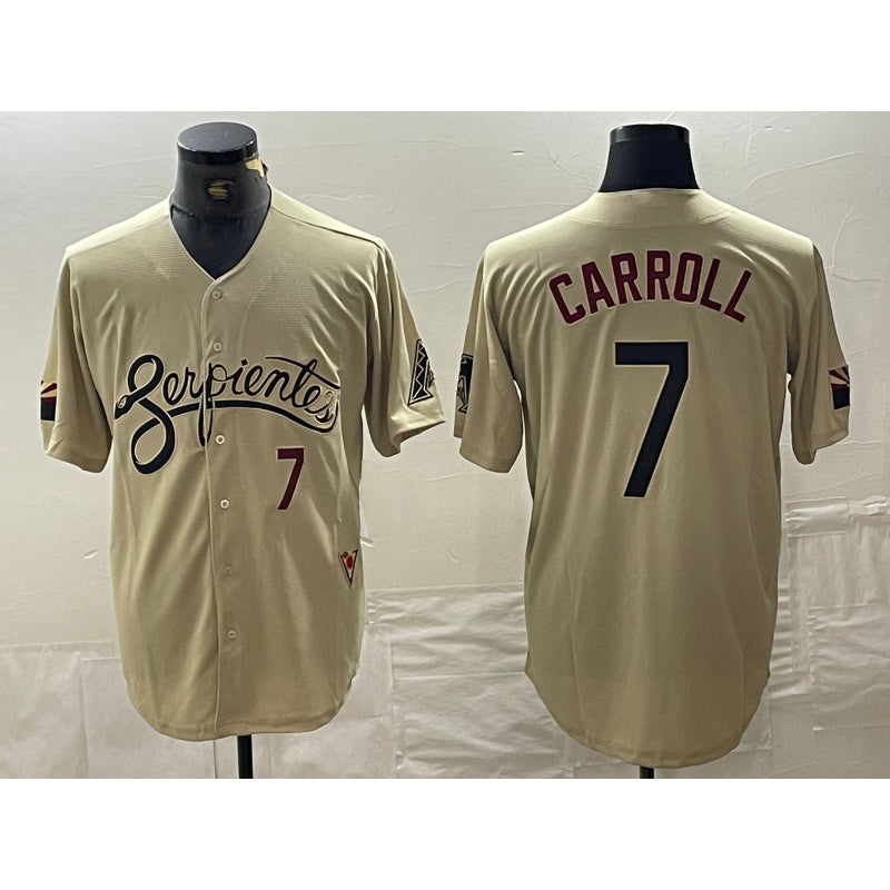 Arizona Diamondbacks #7 Corbin Carroll Number 2021 Gold MIKSHPS City Connect Cool Base Stitched Jerseys