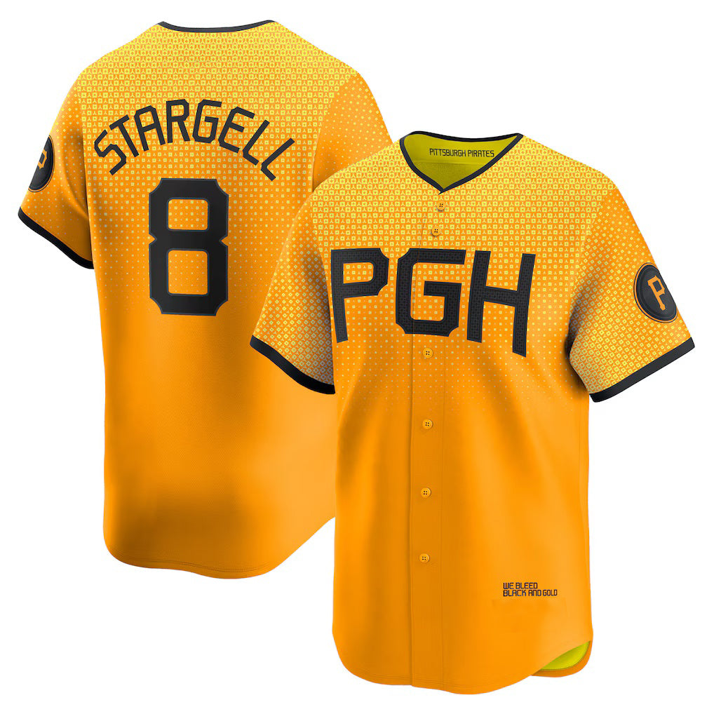 Pittsburgh Pirates #8 Willie Stargell Gold MIKSHPS City Connect Limited Player Jersey