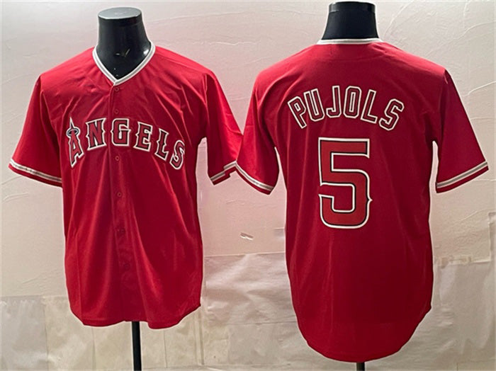 Los Angeles Angels #5 Albert Pujols Red MIKSHPS Stitched Jersey