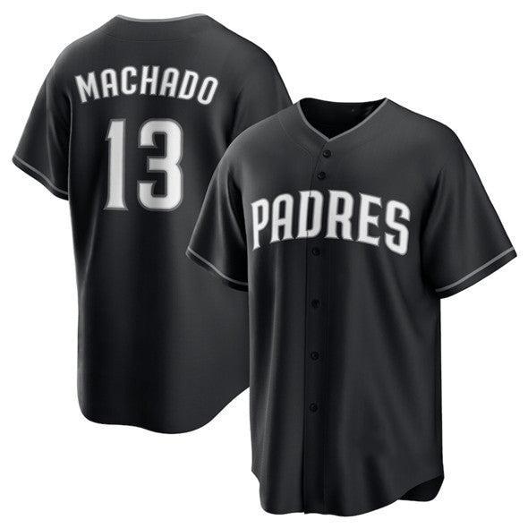 San Diego Padres #13 Manny Machado Black MIKSHPS Lights Out Limited Stitched Jersey