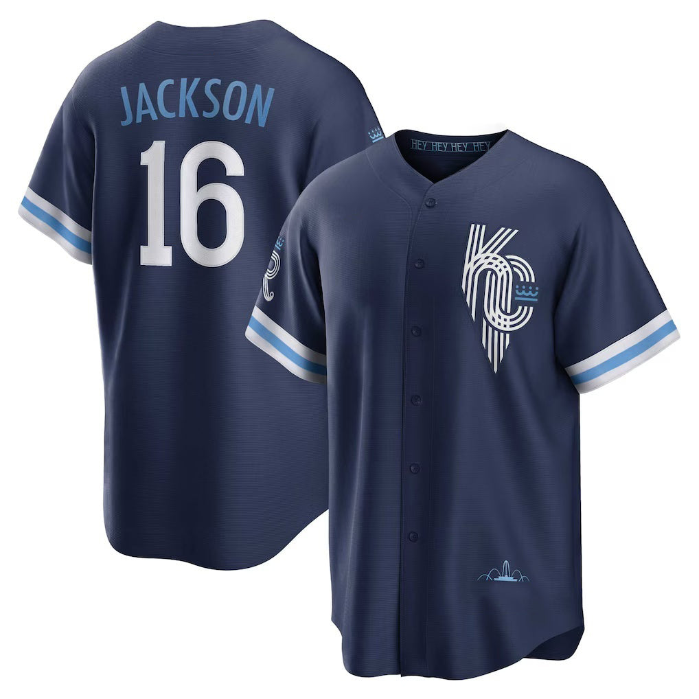 Kansas City Royals #16 Bo Jackson Navy MIKSHPS City Connect Replica Player Jersey