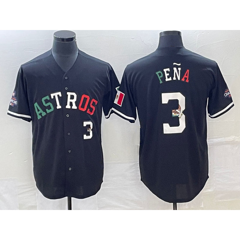 Houston Astros #3 Jeremy Pena Number Mexico Black MIKSHPS Cool Base Stitched Jersey