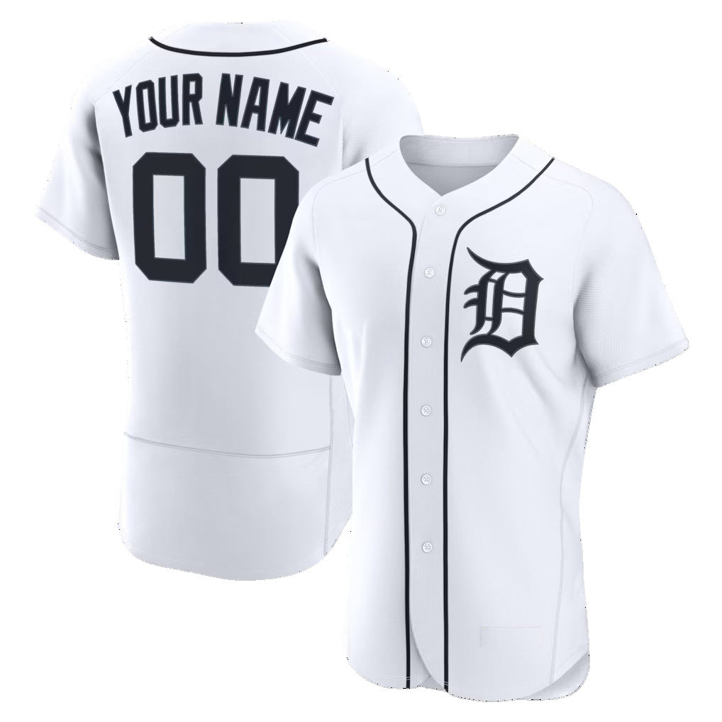 Custom Detroit Tigers White MIKSHPS Home Authentic Jersey
