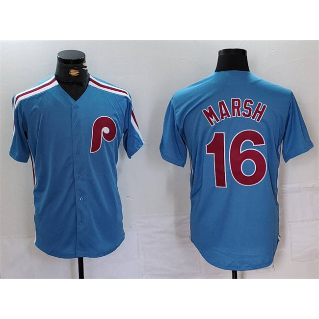 Philadelphia Phillies #16 Brandon Marsh Blue MIKSHPS Cool Base Stitched Jersey