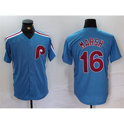 Philadelphia Phillies #16 Brandon Marsh Blue MIKSHPS Cool Base Stitched Jersey