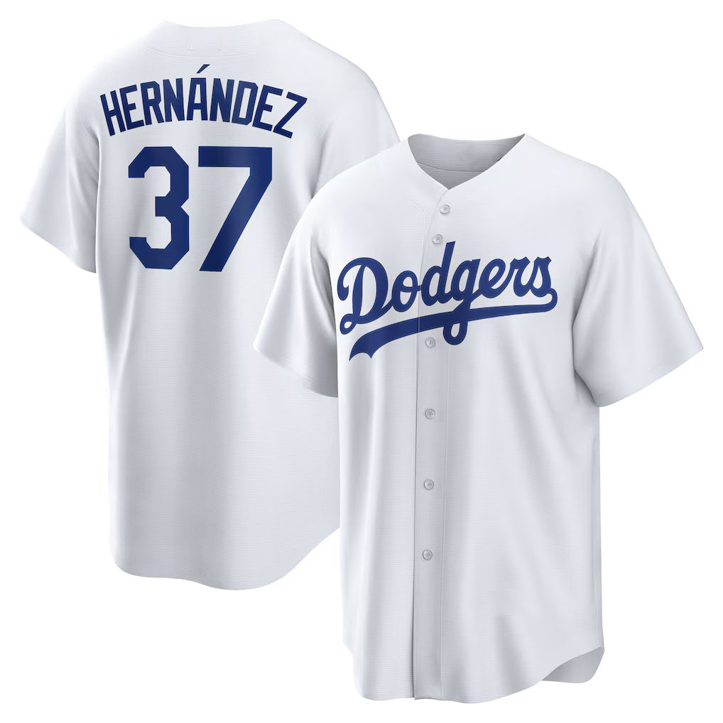 Los Angeles Dodgers #37 Teoscar Hernandez White MIKSHPS Home Replica Jersey