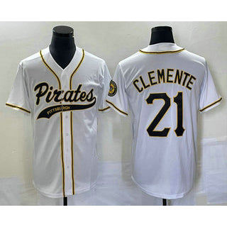 Pittsburgh Pirates #21 Roberto Clemente White MIKSHPS Cool Base Stitched Jersey