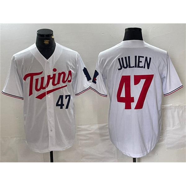 Minnesota Twins #47 Edouard Julien White MIKSHPS Cool Base Stitched Jersey 1