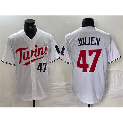Minnesota Twins #47 Edouard Julien White MIKSHPS Cool Base Stitched Jersey 1
