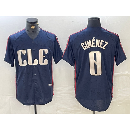 Cleveland Guardians #0 Andres Gimenez Navy MIKSHPS 2024 City Connect Limited Stitched Jersey 2
