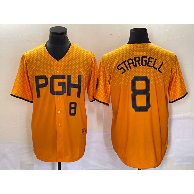 Pittsburgh Pirates #8 Willie Stargell Number Gold MIKSHPS 2023 City Connect Stitched Jersey 2