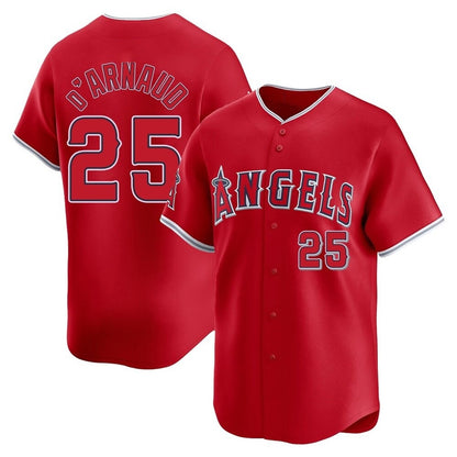 Los Angeles Angels #25 Travis d'Arnaud Player Red MIKSHPS Home Limited Stitched Jerseys